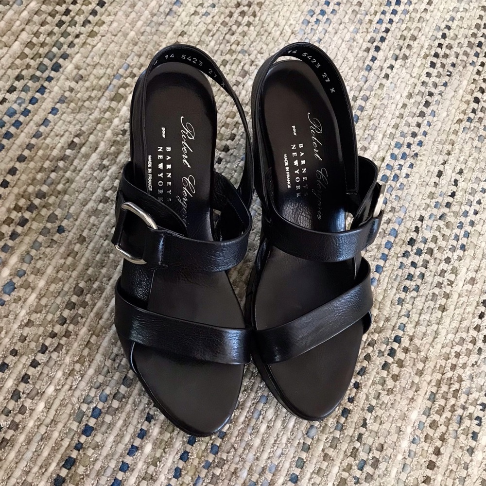 CLERGERIE Paris Platform Lambskin Wooden Heels-6.5